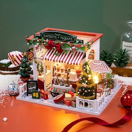 DIY Miniature House Kit for Adult and Teens, Christmas Candy House Building Kit for Family and Friends, Mini Wooden Dollhouse Kit for Halloween Christmas Birthday Gifts - Image 2