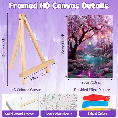 MAXBYE Framed Paint By Numbers Kits for Adults with Wooden Easel, DIY Dream Tree Adult Paint by Number Kits, Oil Acrylic Paintings Kit for Beginners Gift Home Wall Garden Decor 10×14 Inch - Image 3
