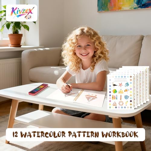 Watercolor Workbook for Adults, Beginner Friendly Watercolor Painting Kit Seaside Water Coloring Book, Nature-Themed Practice Art Gift Water Color Paint Book with Palette and Brush - Image 2