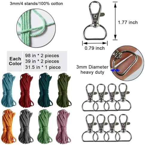 Ewparts Macrame Keychain Kit to Make 8 Keychain with Instruction Book - Image 4