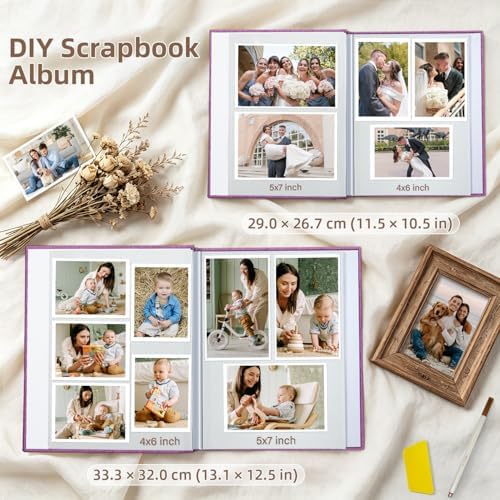 Popotop Photo Album Self Adhesive Scrapbook Album for 4x6 5x7 8x10 Pictures DIY Photo Book as Scrapbooking Supplies Kits, Birthday Gifts for Women Mom Wedding Baby Family Travel - Image 6