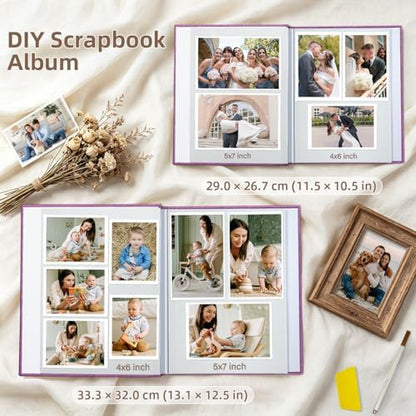 Popotop Photo Album Self Adhesive Scrapbook Album for 4x6 5x7 8x10 Pictures DIY Photo Book as Scrapbooking Supplies Kits, Birthday Gifts for Women Mom Wedding Baby Family Travel - Image 6