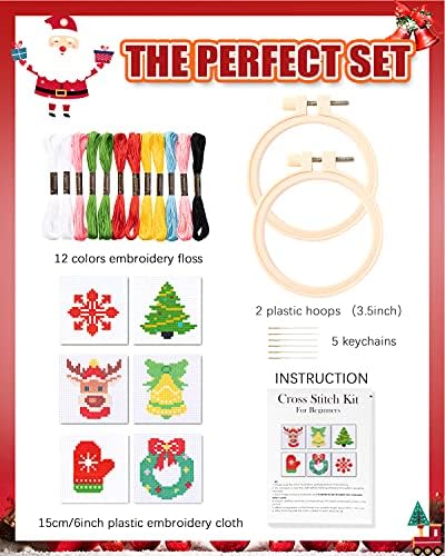 Pllieay Christmas Cross Stitch Beginner Kits for Kids 7-13 with Instruction - Image 2