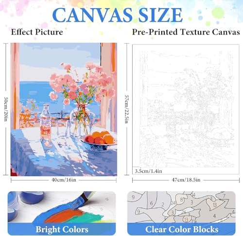 ZRIZQ Paint by Numbers Kit for Adults Beginner,Flowers Landscape,16x20 - Image 2