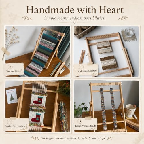 Weaving Loom for Adults & Kids - Weaving Loom Kit | Beginner-Friendly Table Loom & Lap Loom with Yarn, Canvas Tote Bag,Tools & Instructions | Wooden Loom for Multicraft Projects (15.8 x 11.8 inches) - Image 6