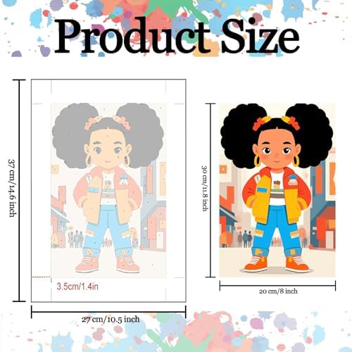 6 Pack African Girl Paint by Numbers Kit for Adults, Afro Little Girl Paint by Number Kits, Colorful Paint by Numbers for Adults, Cute Acrylic Painting on Canvas for Home Wall Decor Gift 8x12 Inch - Image 3
