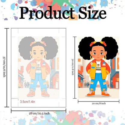 6 Pack African Girl Paint by Numbers Kit for Adults, Afro Little Girl Paint by Number Kits, Colorful Paint by Numbers for Adults, Cute Acrylic Painting on Canvas for Home Wall Decor Gift 8x12 Inch - Image 3