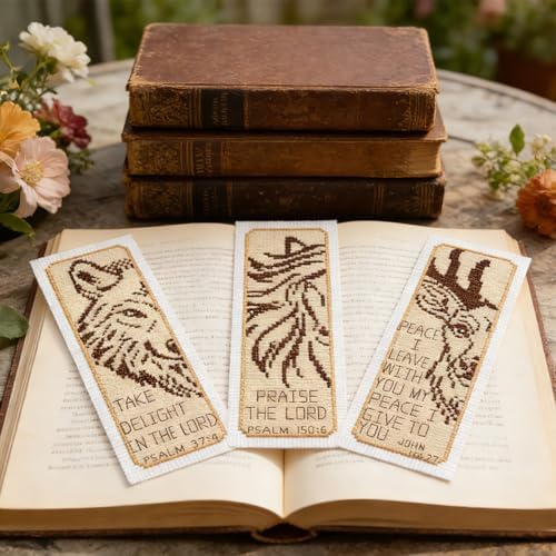 ORIGACH 6 Set Animals & Scripture Verse Cross Stitch Bookmark Kit - Image 6