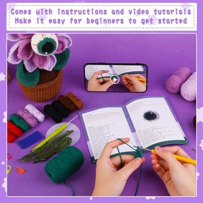 kgxulr Crochet Kit, Big-Eyed Beginner Crochet Kit for Adults, Knitting Kit - Image 3