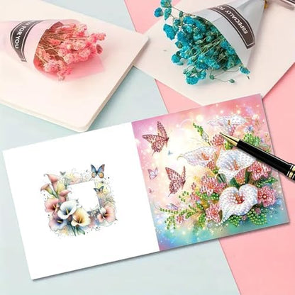 ARTopet 6Pcs Folding Greeting Card Diamond Art Painting Thank You Blessing Cards with White Envelope Rhinestones Painted Making Kits for Adults DIY Craft Holiday Gift-Flowers02 - Image 7