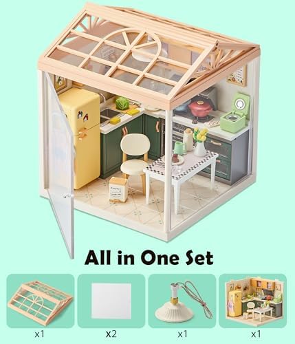 Cozy Modern Kitchen DIY Miniature House Kit for Adults, 3D Dollhouse with LED Light & Dustproof Door, Stackable Connectable Display Case, Creative Gift for Cooking Lovers Teens Women - Image 5