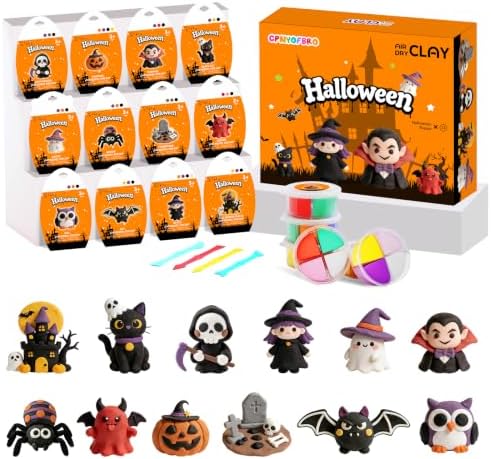 Air Dry Clay Kit - 12 Halloween Modeling Clay for Kids, Complete DIY Clay Craft Set with Sculpting Tools & Step-by-Step Tutorials, Ultra Soft & Non-Sticky Clay, Gift Ideas for Halloween by Unknown