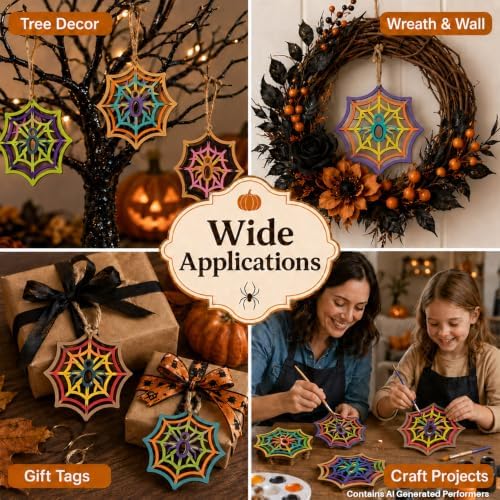 MAQIHAN Wooden Spider Web Craft Kit 30PCS – DIY Halloween Hanging Decor - Image 3