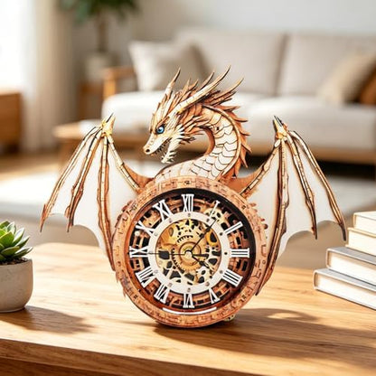 3D Wooden Puzzle for Adults - Dragon Clock - Image 4