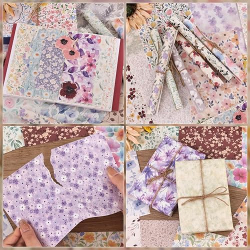 180 Sheets Vintage Floral Scrapbook Paper - 9 Themes Aesthetic Small Flowers Pattern, Decorative Craft DIY Paper Kit for Bullet Journal, Junk Journal Supplies, Collage, Cardmaking 5.5x8 Inch - Image 2