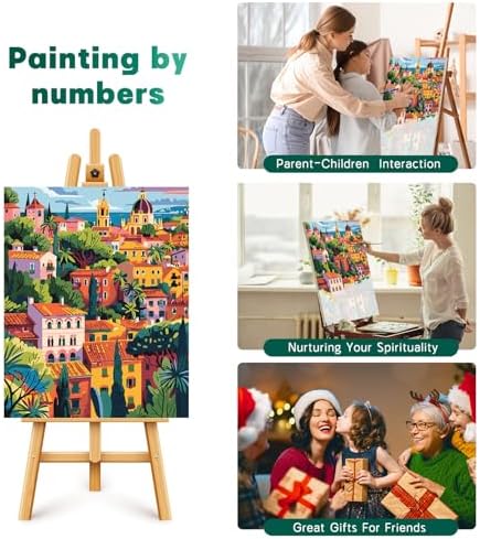 Possoco Paint by Numbers Kit for Adults Beginner, Europe Landscape Easy Adult Paint by Number Kits on Canvas, DIY Acrylic Watercolor Oil Paint by Number for Adults Teens for Home Decor 16x20 Inch - Image 6