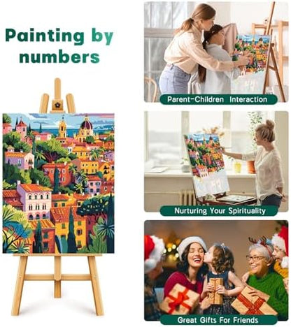 Possoco Paint by Numbers Kit for Adults Beginner, Europe Landscape Easy Adult Paint by Number Kits on Canvas, DIY Acrylic Watercolor Oil Paint by Number for Adults Teens for Home Decor 16x20 Inch - Image 6