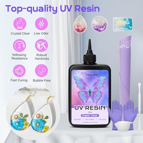 HeyClear 250g UV Resin kit -Crystal Clear, Hard UV Epoxy Resin - Image 6