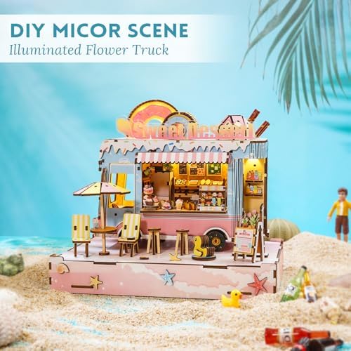 DIY Miniature House Kit (Sweet Dessert Truck) Tiny Dollhouse Kits for Adults to Build, Mini Model Kits with LED, Wooden Adults Crafts Puzzles, Birthday Gifts for Family Friends - Image 2