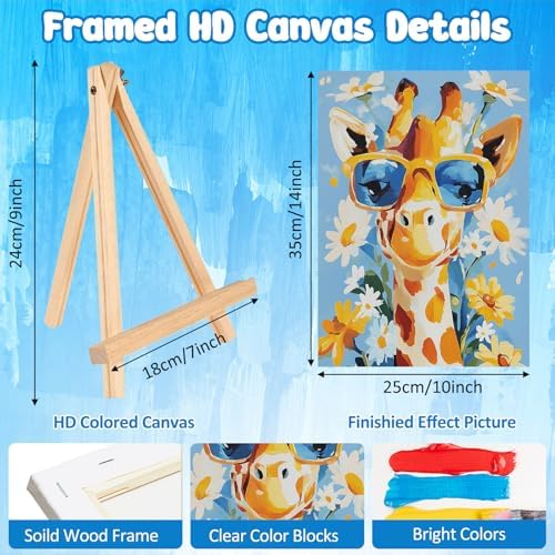 MAXBYE Framed Paint by Numbers Kits for Adults Beginners with Wooden Easel, Animal Giraffe Crafts Art Kit with Frame, DIY Canvas by Numbers for Gift Home Wall Decor 10×14 in - Image 3