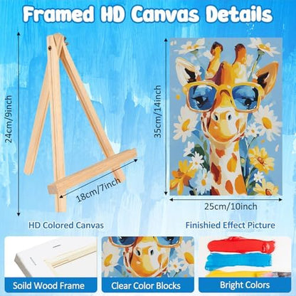 MAXBYE Framed Paint by Numbers Kits for Adults Beginners with Wooden Easel, Animal Giraffe Crafts Art Kit with Frame, DIY Canvas by Numbers for Gift Home Wall Decor 10×14 in - Image 3