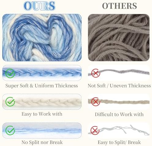 Aeelike Cake Yarn for Crocheting, Soft Ombre Crochet Yarn, Blue Yellow - Image 5