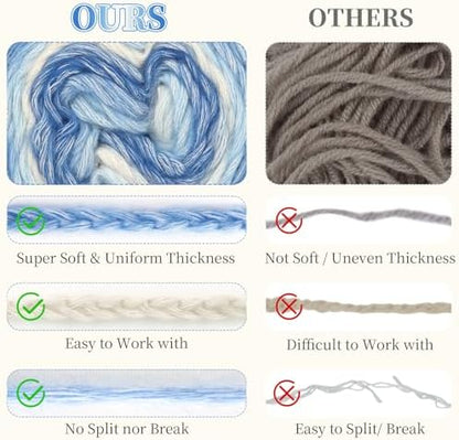 Aeelike Cake Yarn for Crocheting, Soft Ombre Crochet Yarn, Blue Yellow - Image 5