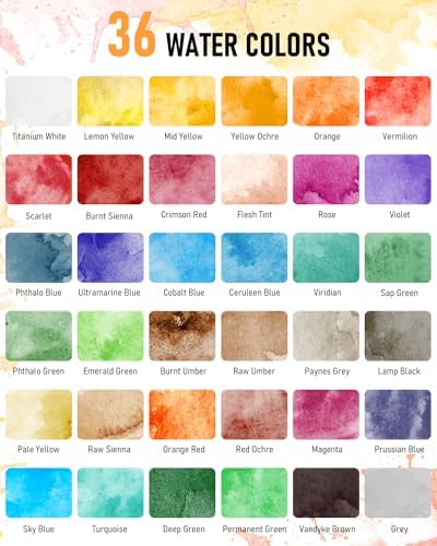 Nicpro 36 Colors Watercolor Paint Set (12ml/0.4oz Tube) for Adults, Artist - Image 3