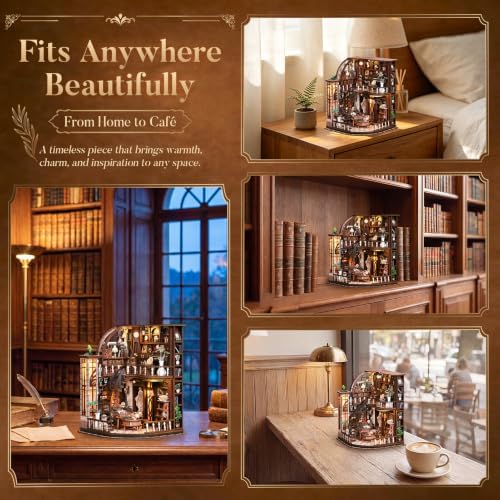 Bacchus Book Loft, DIY Book Nook Kit with LED Light Miniature House Insert - Image 7