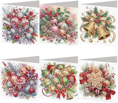 POETRYDRAW 6 Pack 5D DIY Diamond Art Painting Christmas Flower Greeting Card Kit, Diamond Art Birthday Holiday Greeting Card, Crafts Kit Creative with Envelope by POETRYDRAW