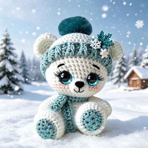 FRANDEK DIY Green Bear Crochet Kit for Adults, Cute Plush Animal Set - Image 5