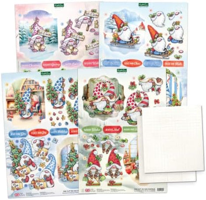 Katy Sue Cosy Christmas Gnomes Card Making Kit, Makes 8 Handmade Holiday Cards, Die Cut Toppers, Backgrounds & Foam Pads Included - Image 3
