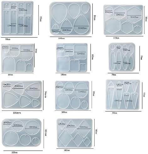 Attuslla 11 PCS Resin Earring Molds Silicone Jewelry Earring Molds Epoxy Resin Molds DIY Craft with Ear Hooks, Jump Rings for DIY Women Earrings, Pendants, Rings, Jewelry Craft Supplies - Image 2