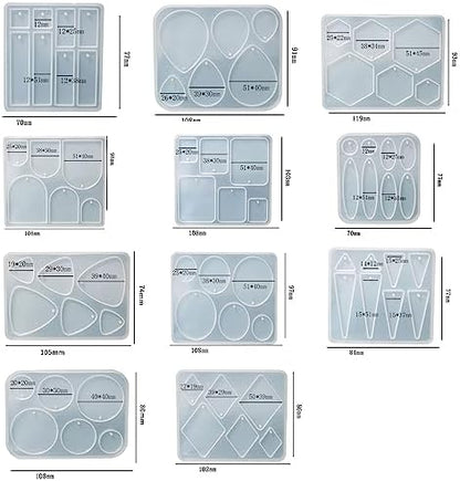 Attuslla 11 PCS Resin Earring Molds Silicone Jewelry Earring Molds Epoxy Resin Molds DIY Craft with Ear Hooks, Jump Rings for DIY Women Earrings, Pendants, Rings, Jewelry Craft Supplies - Image 2