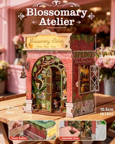 Book Nook Kit, Floral Cottage DIY Miniature House Kit & Stepless Dimming - Image 2