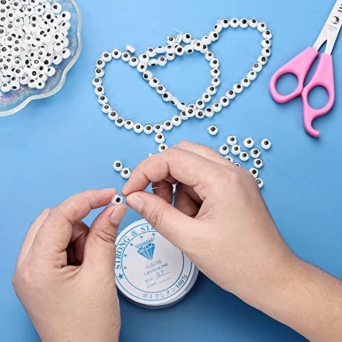 200pcs Clear Color Flat Round Evil Eye Beads Handmade Resin Lampwork Bead 8mm Charms Spacer Beads for Bracelets Necklace Jewelry Craft Making (Transparent) - Image 6