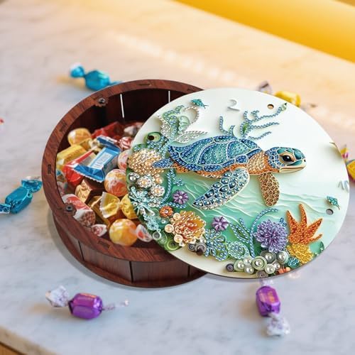 DIY Diamond Painting Fruit Bowl Storage Box, Turtle Decorated Tray Diamond Painting Craft Set, for organising Desk Items, a Versatile and Creative Handmade Gift - Image 5