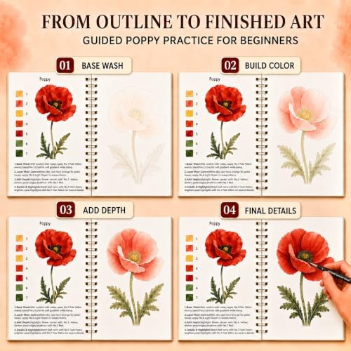 50 Colors Watercolor Paint Set with Watercolor Workbook for Adults - Image 5