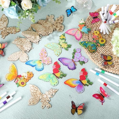 Potchen 18 Sets DIY Wind Chimes Craft Kit Unfinished Wood Art, Butterfly - Image 6