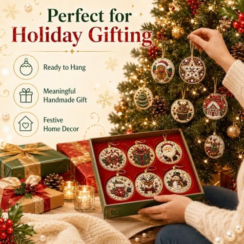 6 Pcs Christmas Pearl Diamond Art Ornament Kit for Adults (A1pc) - Image 2