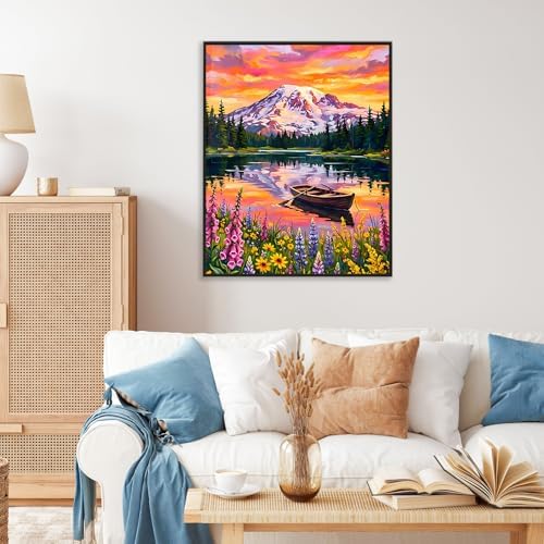 Paint by Numbers Kit for Adults, Mountain Lake Number Painting Canvas Kit - Image 2
