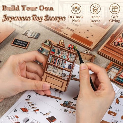 CUTEBEE Book Nook Kit - Japanese Kyoto Bookshop for Adults - Image 6