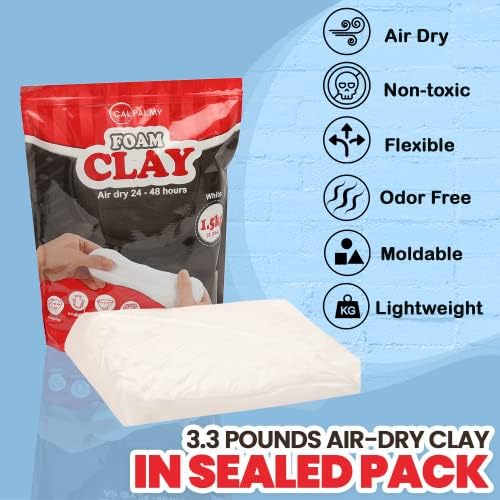 3.3 lbs Moldable Cosplay Foam Clay (White) – High Density and Hiqh Quality for Intricate Designs | Air Dries to Perfection for Cutting with a Knife or Rotary Tool, Sanding or Shaping (Pack of 2) - Image 2