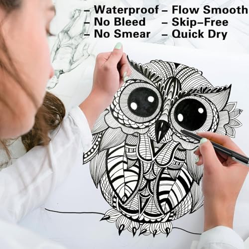 Muchcute Micro Fineliner Drawing Art Pens: 8 Black Artist Supplies Adults - Image 4