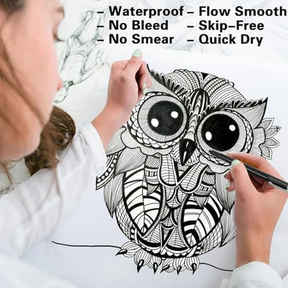Muchcute Micro Fineliner Drawing Art Pens: 8 Black Artist Supplies Adults - Image 4