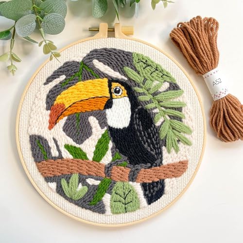 Myfelicity Punch Needle Embroidery Kit, Beginner Craft Set with Animal Pattern Design, 7.9 Inch Hoop (Toucan) - Image 5