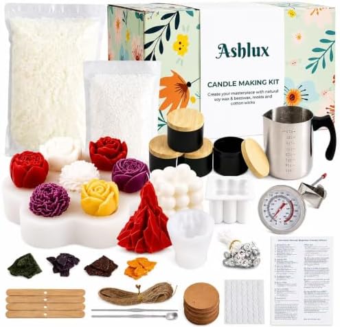 Ashlux Premium Candle Making Kit for Adults, 5lb Soy & Beeswax Flakes Set by Ashlux