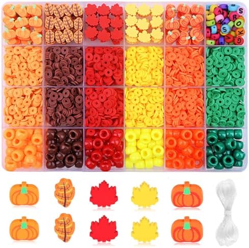 2480pcs Thanksgiving Fall Polymer Clay Beads Charms Friendship Bracelet Necklace Earring Jewelry Making kit, Accessories for Arts Crafts DIY Gifts for Women Girls by BBita