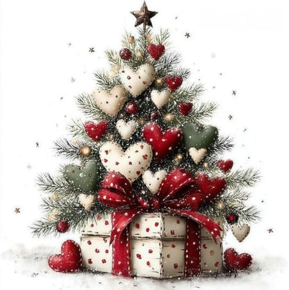 Christmas Tree Stamped Cross Stitch Kits for Beginner 13.7x13.7 Inch by Mosaflare