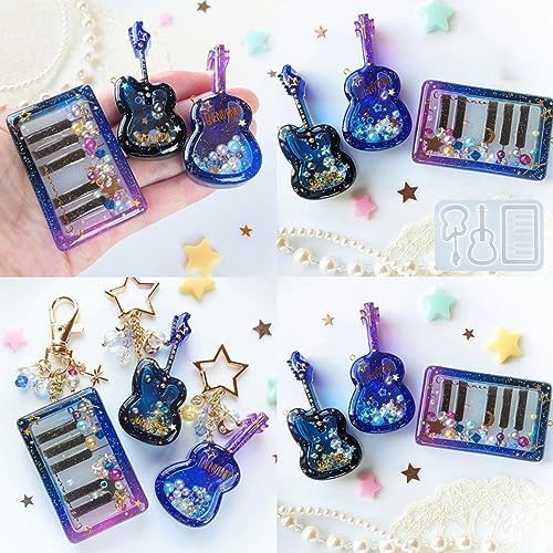 Resin Shaker Molds Set Music Keychain Charm Pack of 8 Silicone Trays Seal Films Precision Tip Applicator Bottle Kits Bundle - Image 4